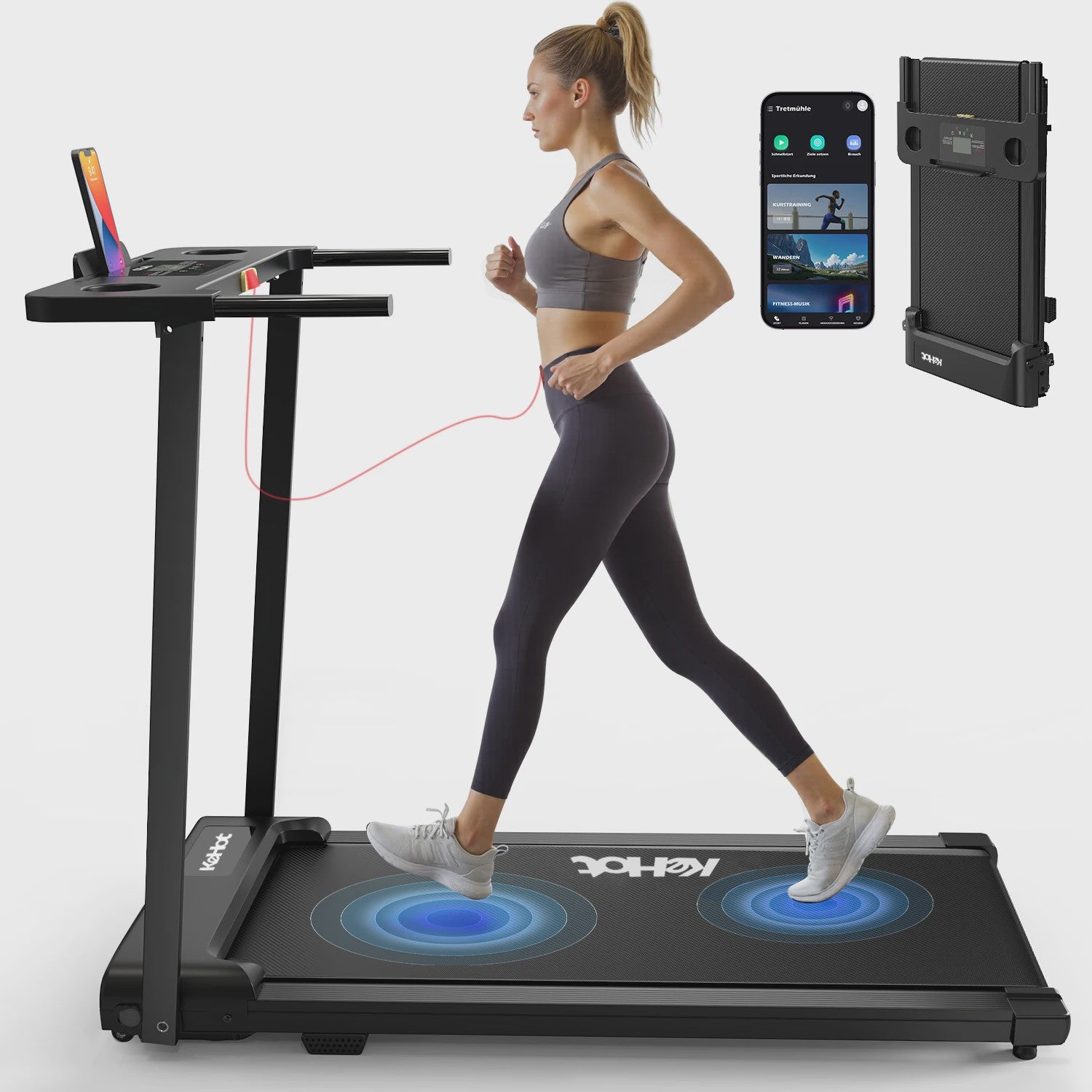 Opvouwbare Loopband KeHot met FITSHOW APP, Bluetooth Audio & 12 Programma's