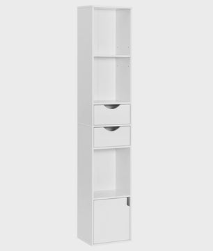 Hoge Smalle Boekenkast met Lades en Deur - Stijlvolle Opbergkast voor Woonkamer & Kantoor (158cm)