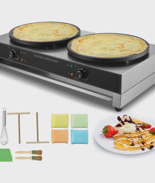 Professionele Dubbelkoppige Crêpemaker 16 inch - 3400W Antiaanbaklaag