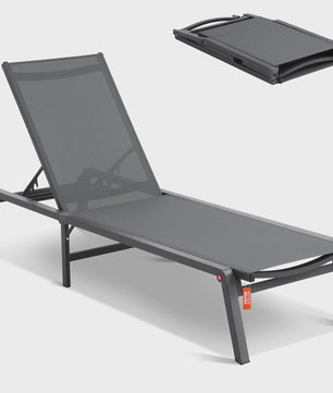 Opvouwbare Loungestoel Aluminium Donkergrijs - Verstelbaar & Duurzaam voor Buiten