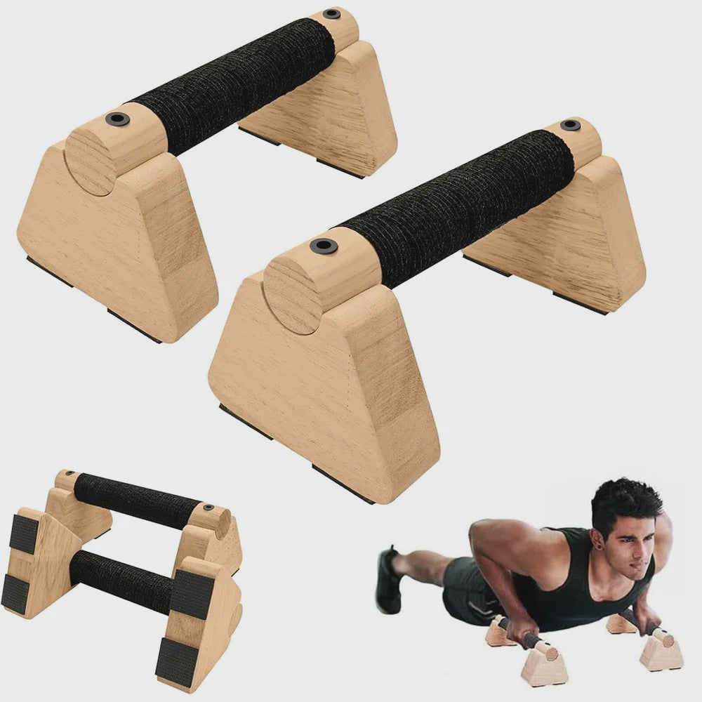 Houten Push-Up Bars & Parallettes voor Thuis Workout - Stabiliteit en Comfort