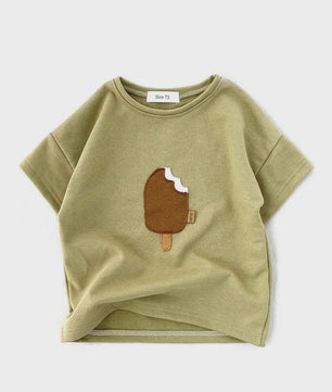 Zomer T-shirt met IJspje Print voor Baby's en Peuters - Katoen, Korte Mouw