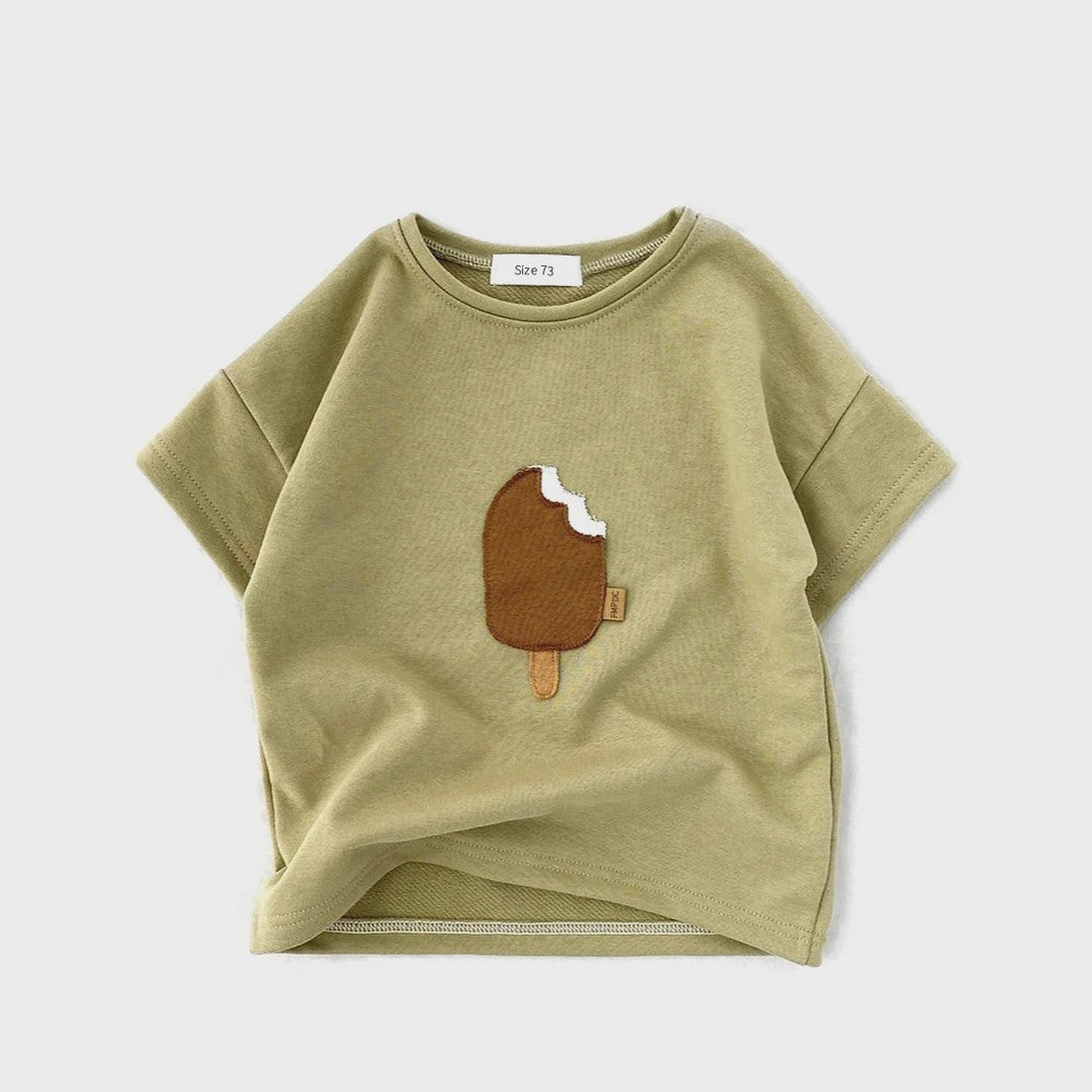 Zomer T-shirt met IJspje Print voor Baby's en Peuters - Katoen, Korte Mouw