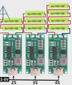 Lithium Batterij Lader 2S-4S | Type-C Boost Step-up | 7.4V-16.8V Li-ion Lipo