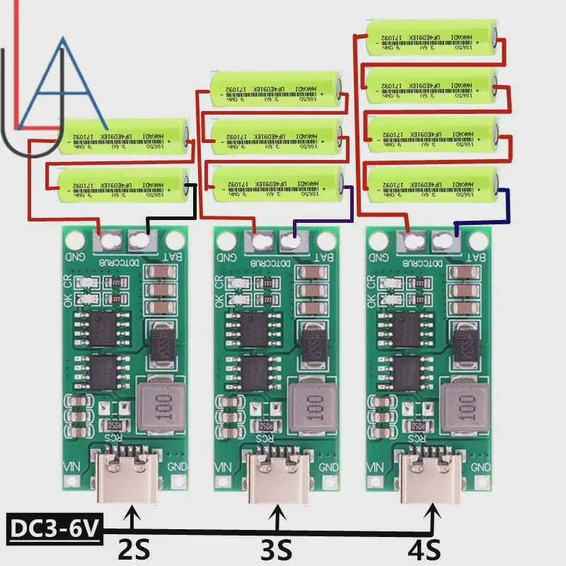 Lithium Batterij Lader 2S-4S | Type-C Boost Step-up | 7.4V-16.8V Li-ion Lipo