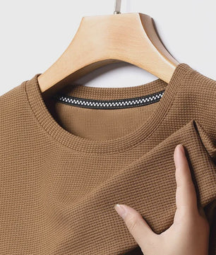 Heren Zomer T-shirt met Wafelstructuur en Korte Mouwen - Ronde Hals