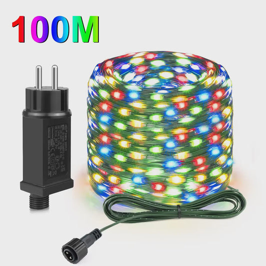 Waterdichte LED Kerstverlichting met Groen Draad - 50M/100M - 24V - Feestelijke Decoratie voor Buiten & Binnen
