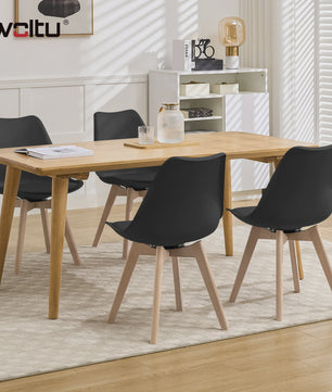 Set van 4xElegante eetkamerstoelen - Kunstleer & Massief Hout - Draaibaar & Comfortabel