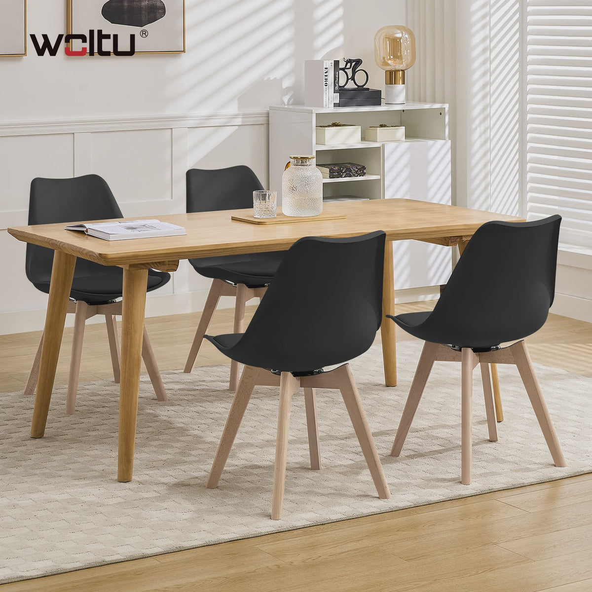 Set van 4xElegante eetkamerstoelen - Kunstleer & Massief Hout - Draaibaar & Comfortabel