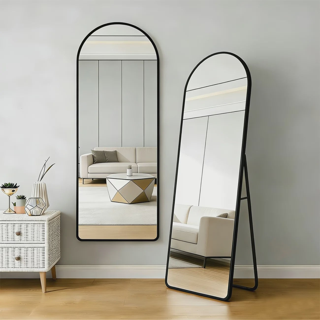 Grote Staande Spiegel 160x48cm - Volledige Lengte Spiegel met Aluminium Frame & HD Glas