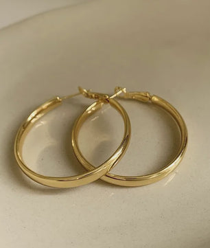 Grote Platte Hoepel Oorbellen - Trendy Cirkel Sieraden voor Dames