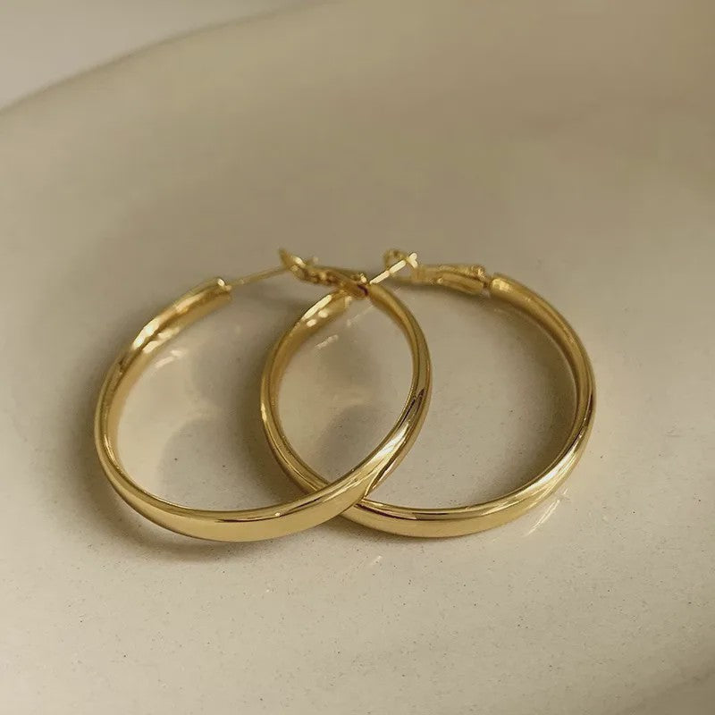 Grote Platte Hoepel Oorbellen - Trendy Cirkel Sieraden voor Dames