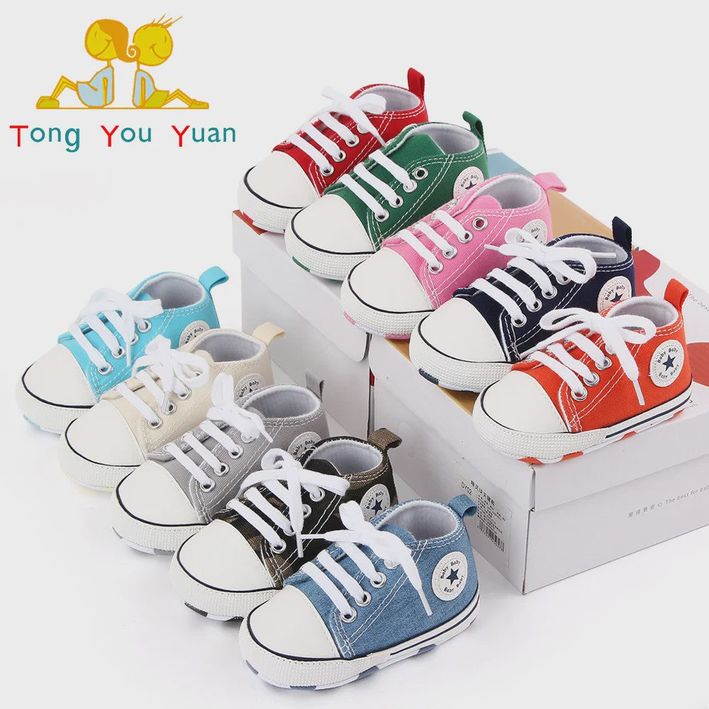 Babyschoenen Canvas Sneakers - Eerste Stapjes Schoentjes met Zachte Zool