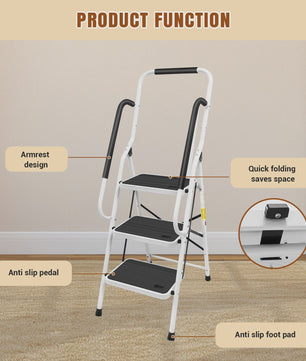 Opvouwbare ijzeren trap met handgrepen en antislip treden - Veilig en compact