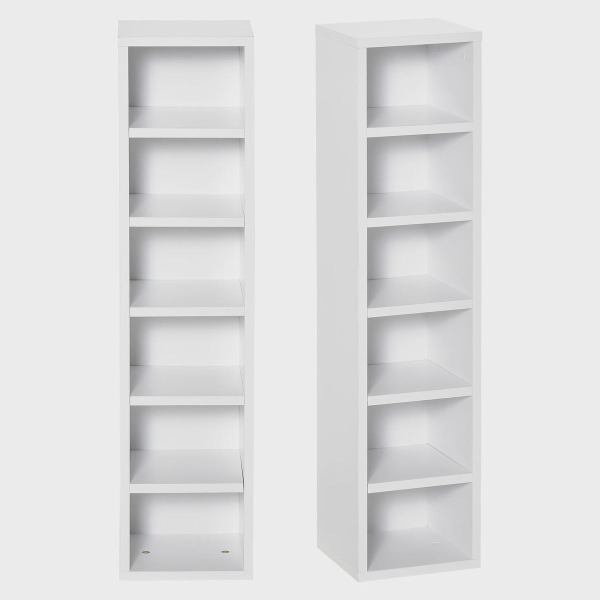 HOMCOM Set van 2 Smalle Boekenkasten/Opbergkasten met 6 Vakken per stuk