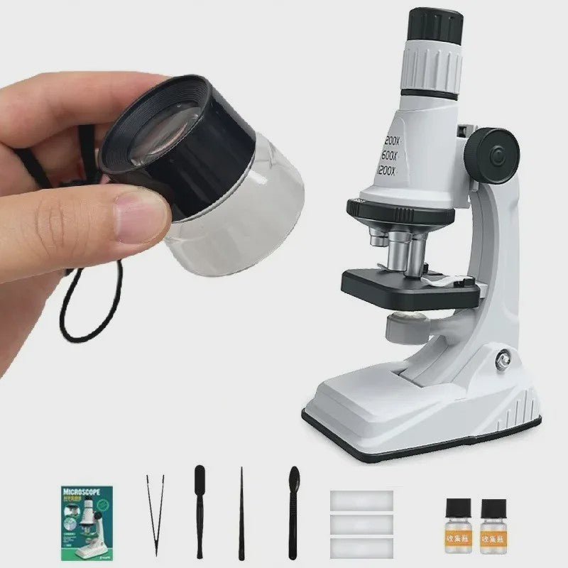 Kinderen Microscoop Set 200x-1200x Vergroting met LED Licht - STEM Educatief Speelgoed