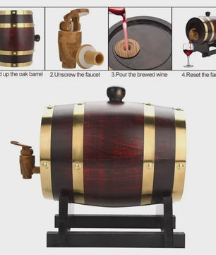 Houten Wijnvat 1L, 1.5L, 3L - Vintage Eiken Vat voor Wijn, Whiskey & Bier - Decoratie