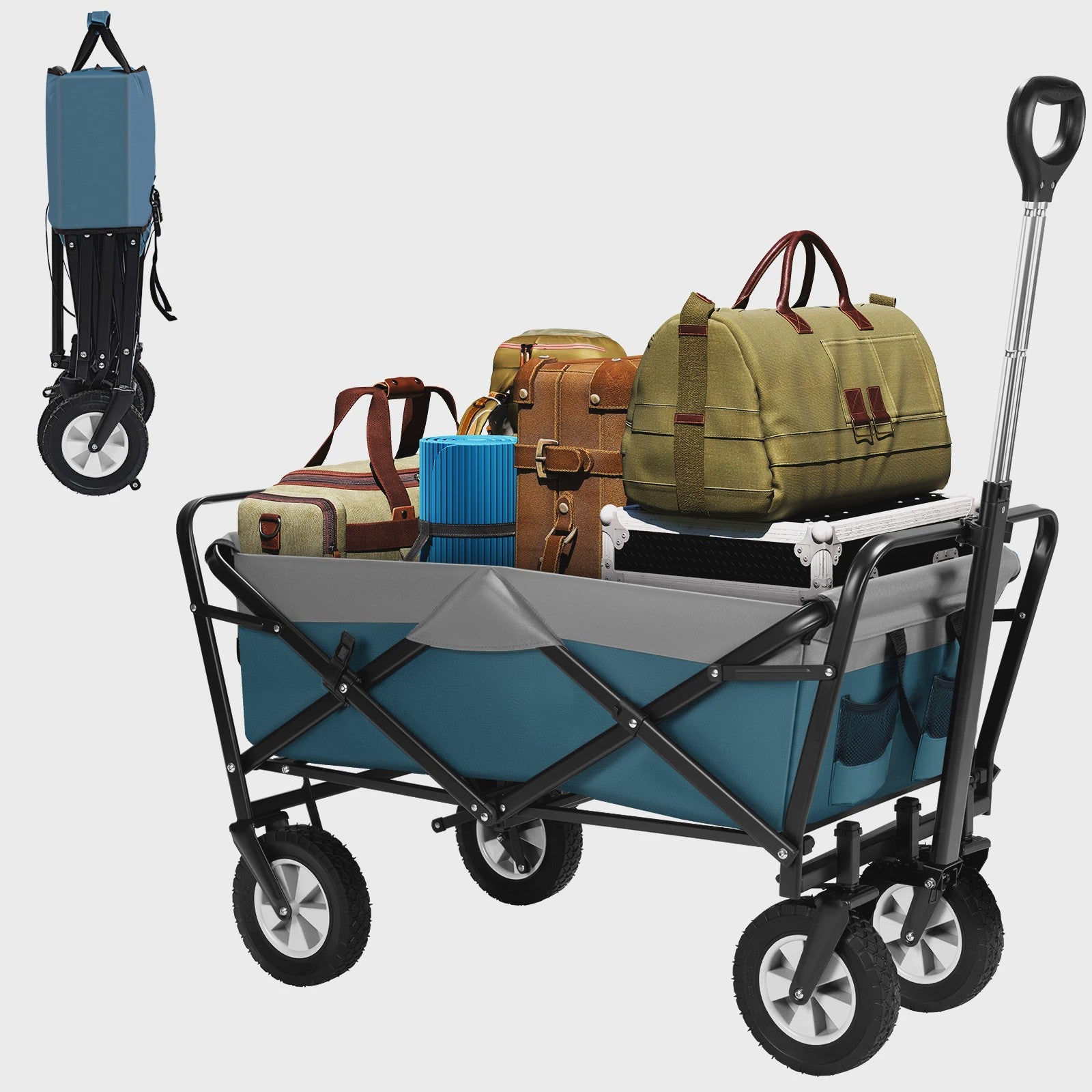 EUGAD Opvouwbare Camping Trolley Wagon - Robuuste Oxford Stof, 80kg Capaciteit, Ideaal voor Strand, Tuin & Outdoor