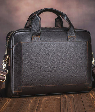 Luxe Leren Laptoptas Heren - Toplaags Koeienhuid Aktetas