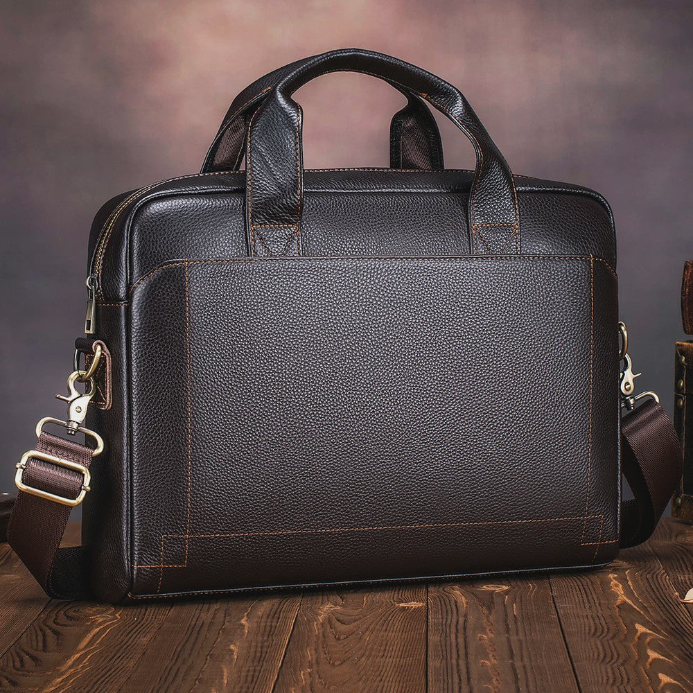 Luxe Leren Laptoptas Heren - Toplaags Koeienhuid Aktetas