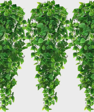 3x Kunstplant Klimop Hangplant - 90cm Nep Groene Slangplant voor Binnen en Buiten
