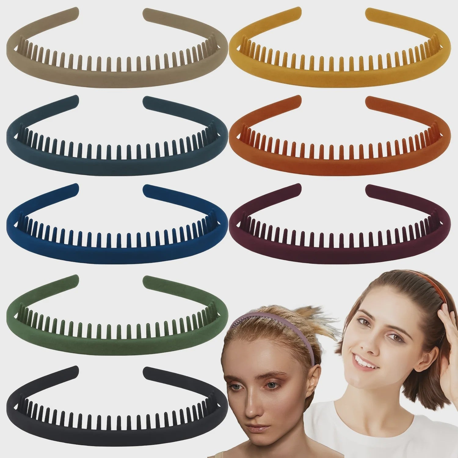 Set van 2 Antislip Plastic Hoofdbanden met Tandenkam - Modieus & Moeiteloos voor Dames, Heren & Sport