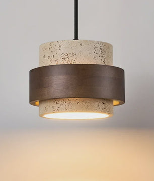 Retro Houten & Stenen Hanglamp - Sfeervolle Verlichting voor Slaapkamer, Bar of Restaurant