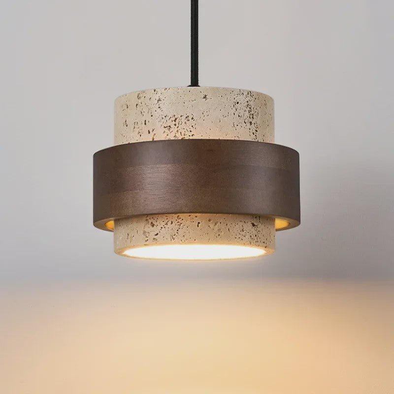 Retro Houten & Stenen Hanglamp - Sfeervolle Verlichting voor Slaapkamer, Bar of Restaurant