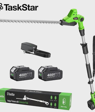 TaskStar Snoerloze Heggenschaar op Steel - 50cm Dubbelzijdig Mes, 2x 4000mAh Accu