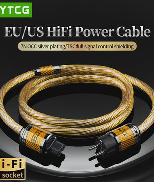 Hi-end 7N OCC Zilver Verguld Audiophile Netkabel met Carbon Fiber Rhodium Plug voor Hifi CD Versterker