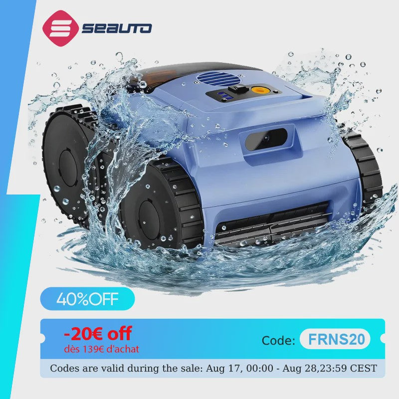 Seauto SAT 20/20PRO Draadloze Zwembad Reinigingsrobot met Sonar Navigatie & Wandklimfunctie
