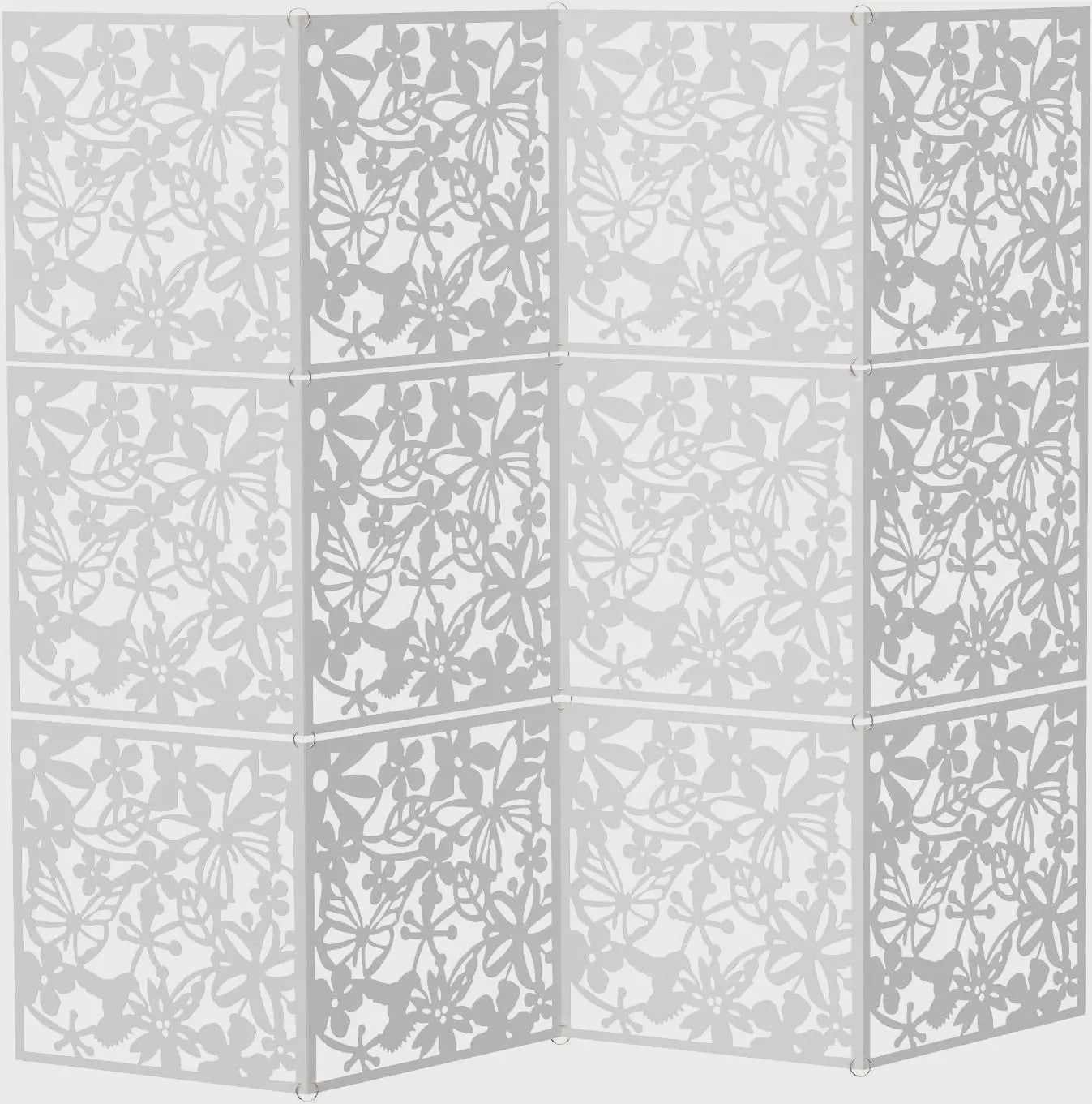 12 Delige Witte Kamerverdeler met Bloemenpatroon - Decoratieve Scheidingswand