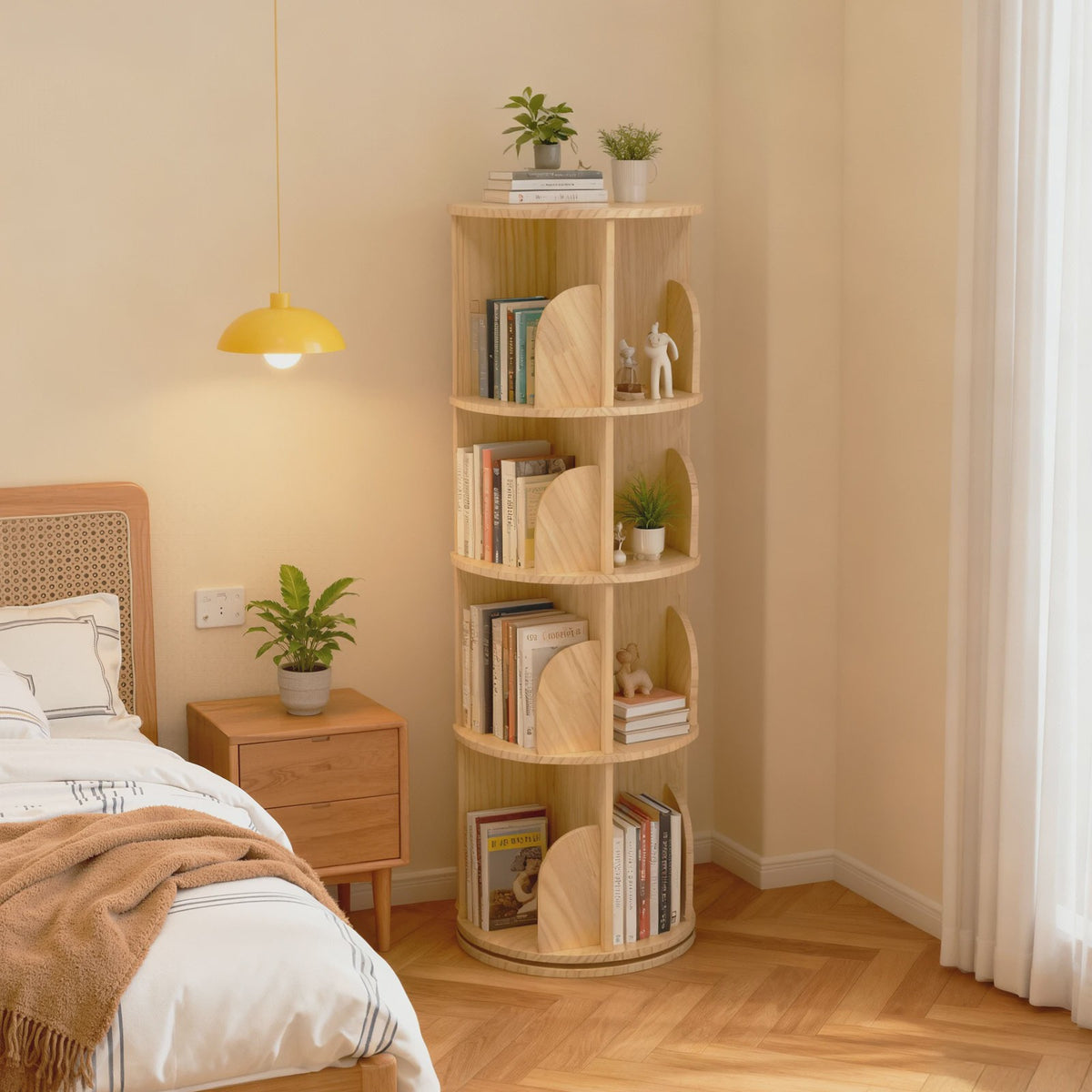 Draaibare Boekenkast van Massief Hout - 360° Staande Opberger