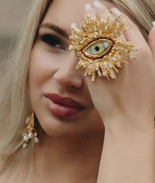 Gouden Baroque Oog Oorbellen - Statement Dames Sieraden