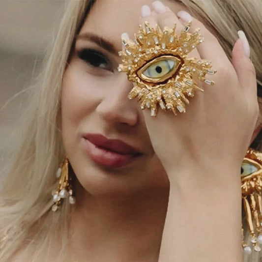 Gouden Baroque Oog Oorbellen - Statement Dames Sieraden
