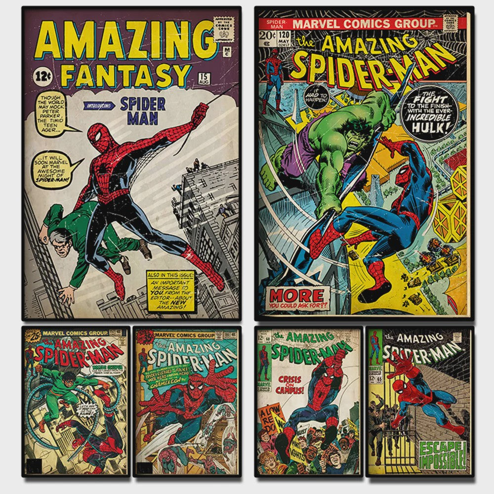 Retro Marvel Spider-Man Poster: Iconische Superheld Kunst voor aan de Muur