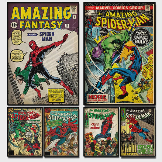 Retro Marvel Spider-Man Poster: Iconische Superheld Kunst voor aan de Muur