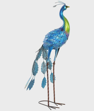 Metalen Pauw Tuinbeeld Multicolor 83cm - Weerbestendig en Decoratief