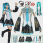 Compleet Miku Cosplay Kostuum: Zilverkleurig Leer & Zeemansjurk Uniform met Accessoires