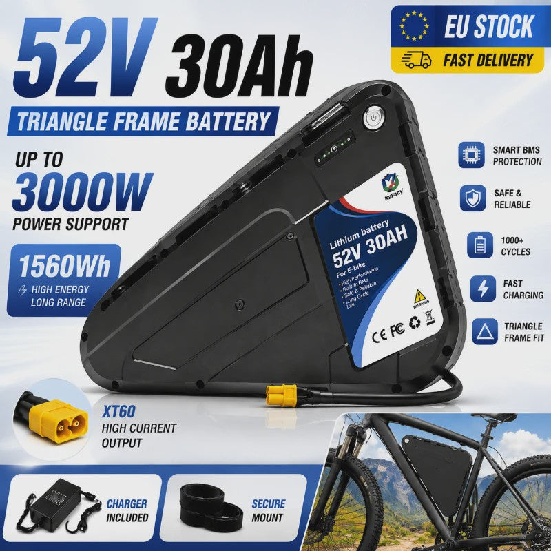 52V 20Ah-40Ah Lithium E-bike Batterij voor Elektrische Fietsen (500W-3000W Motor)