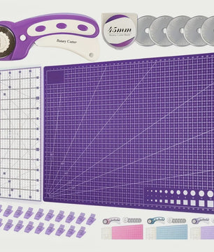 Professionele Rotary Cutter Set 45mm met Snijmat, Liniaal & Clips voor Naaien en Quilten
