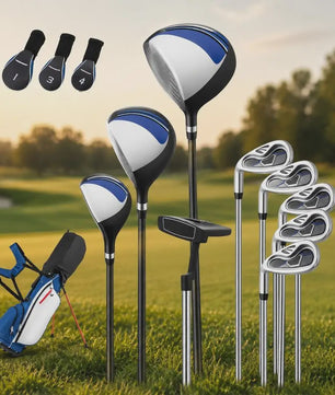 Complete Linkshandige Golfset met Grafiet Shafts en Standbag: 3 Woods, 5 Irons, Putter