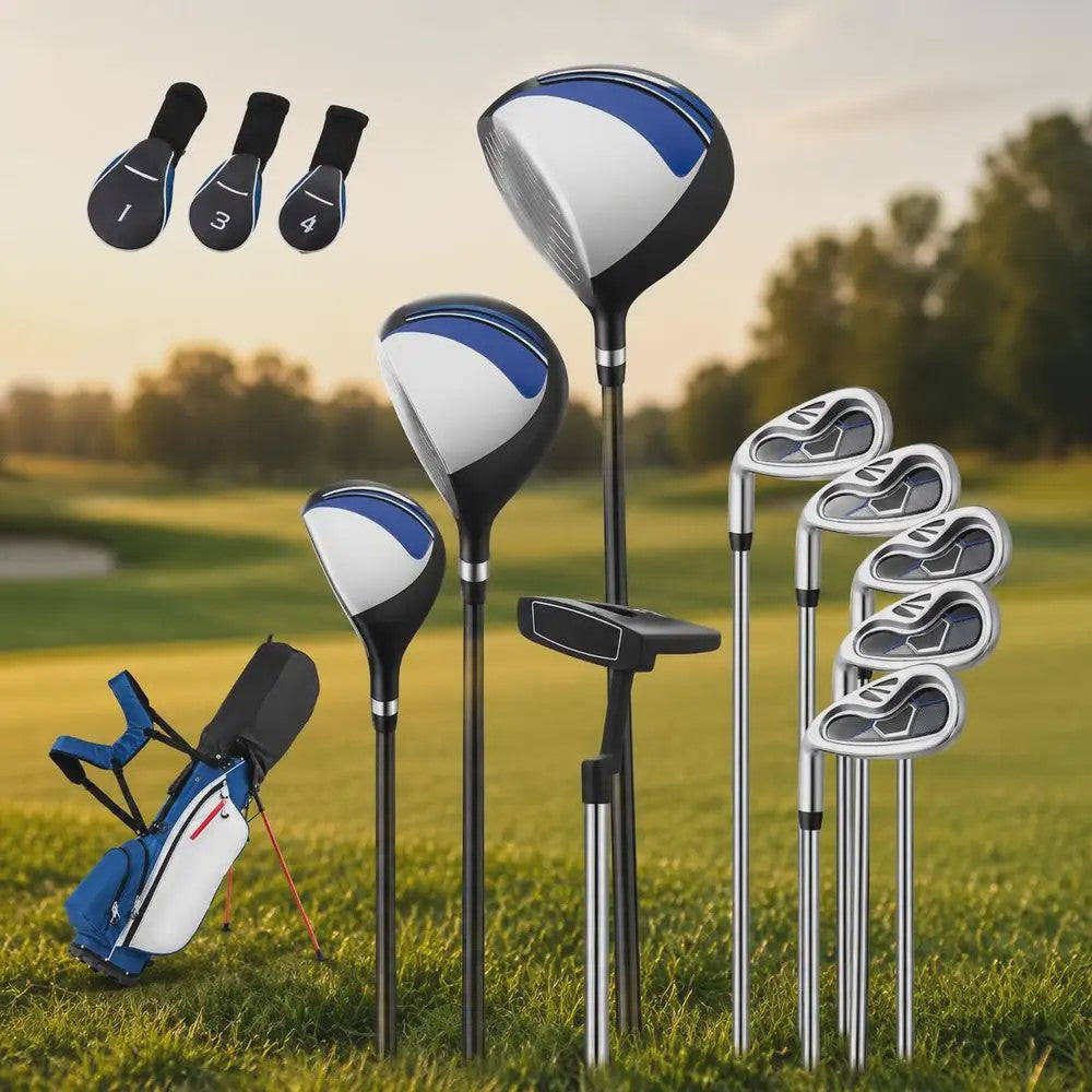Complete Linkshandige Golfset met Grafiet Shafts en Standbag: 3 Woods, 5 Irons, Putter