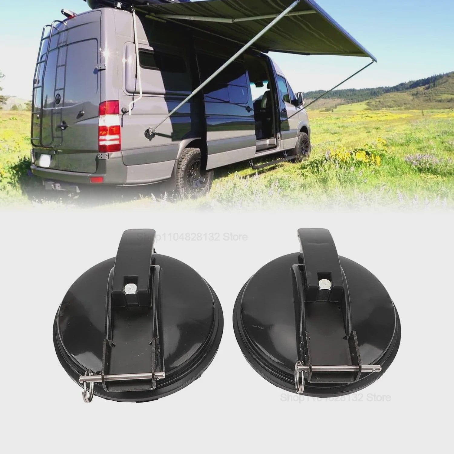 Zware Zuignappen Zwart - Set van 1, 2 of 4 - Voor Luifels, Tentschermen & Camper