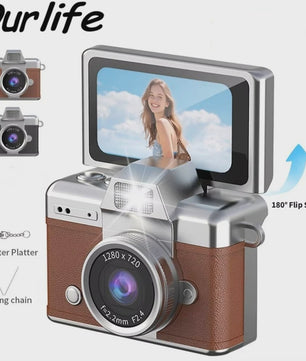 Ourlife Mini Retro Digitale Camera met 1.47 Inch Flip Screen & Sleutelhanger