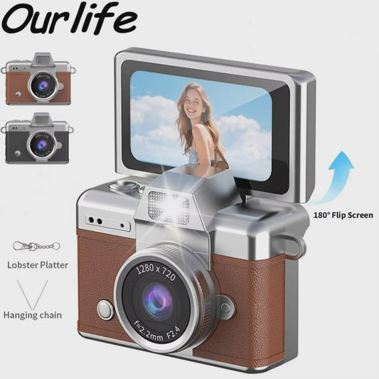 Ourlife Mini Retro Digitale Camera met 1.47 Inch Flip Screen & Sleutelhanger