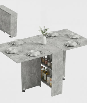 HOMCOM Multifunctionele Klaptafel - Eetkamertafel op Wielen met 2 Opbergvakken - 140x75x74 cm