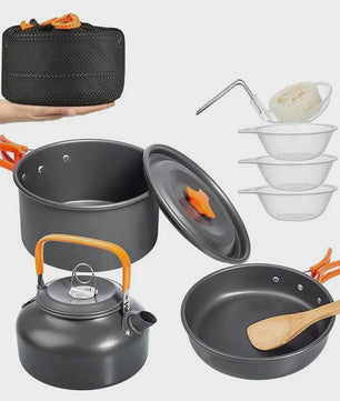 Kampeer Kookset Aluminium Outdoor Keukengerei Set - 12 Delig voor 2-3 Personen