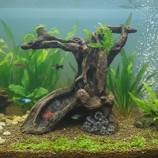 Realistische Hars Boomstronk Decoratie voor Aquarium & Terrarium - Veilige Vis Hideaway