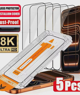 5x Screenprotector Glas voor iPhone 15 t/m 17 Serie - Ultra HD, Stofvrij & Makkelijk Installeren